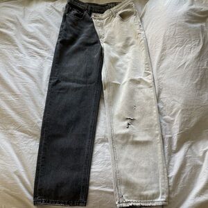 Black and white two tone jeans